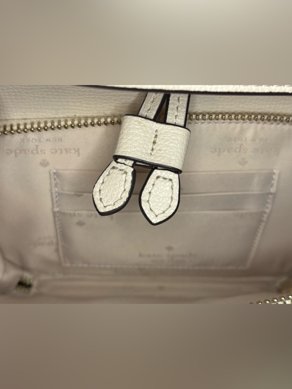 kate spade Cream Pebbled Leather Backpack with Front Pocket - Picture 14 of 16